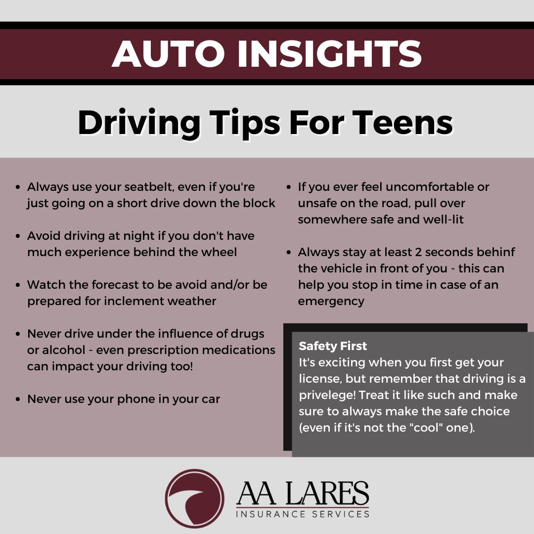It's back to school time, and that means safe driving is essential 🚗 

#AALI #LaresInsurance #ReferralRewards #MakingAnImpact #LaresGoesLocal #ServingCustomersForLif#HealthInsurance #InsuranceAgent#BackToSchool #DrivingSafety #SafeAndSound #TeenDrivers