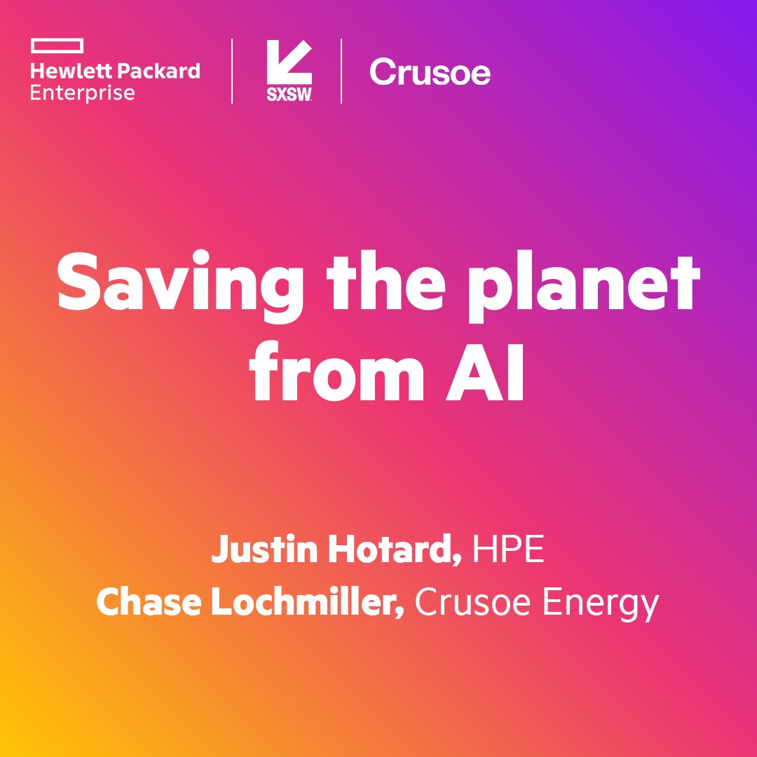 FrankPearsID's tweet photo. 'VOTE for “Saving the Planet From AI,” HPE’s session on how to sustainably deploy AI – to advance society and save the planet, at #SXSW, the conference for the global community of digital creatives. Learn more and vote now!' https://t.co/sTLWZzP8gj https://t.co/igyQr9eBLr