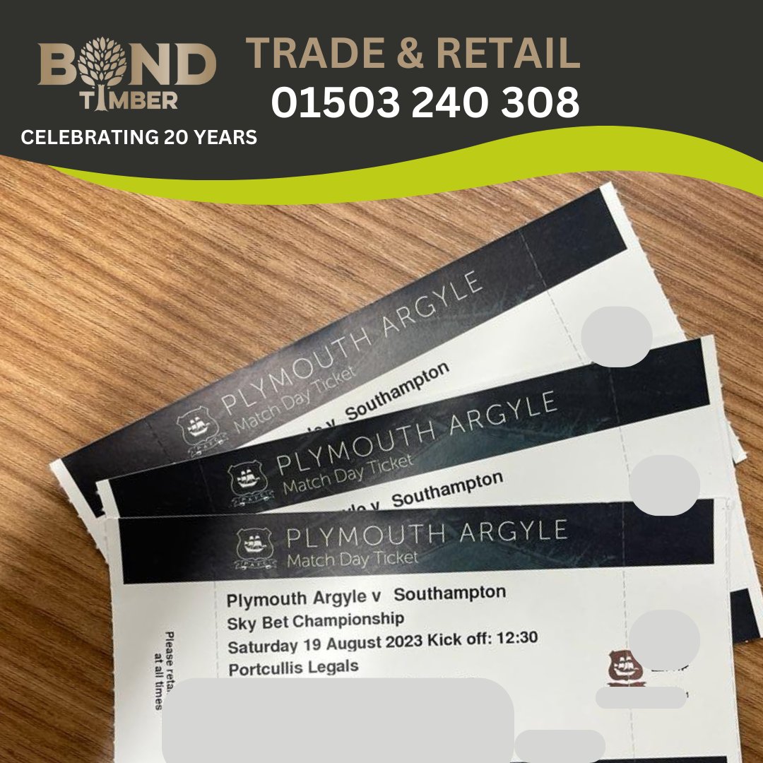 BondTimber's tweet image. Want to win three tickets to Argyle VS Southampton game this weekend - just comment below with who you'd take and share this post and you could be the lucky winner! We'll pick a random winner tomorrow at 10AM. Good luck! @Argyle #argyle #pafc #competition #bondtimber