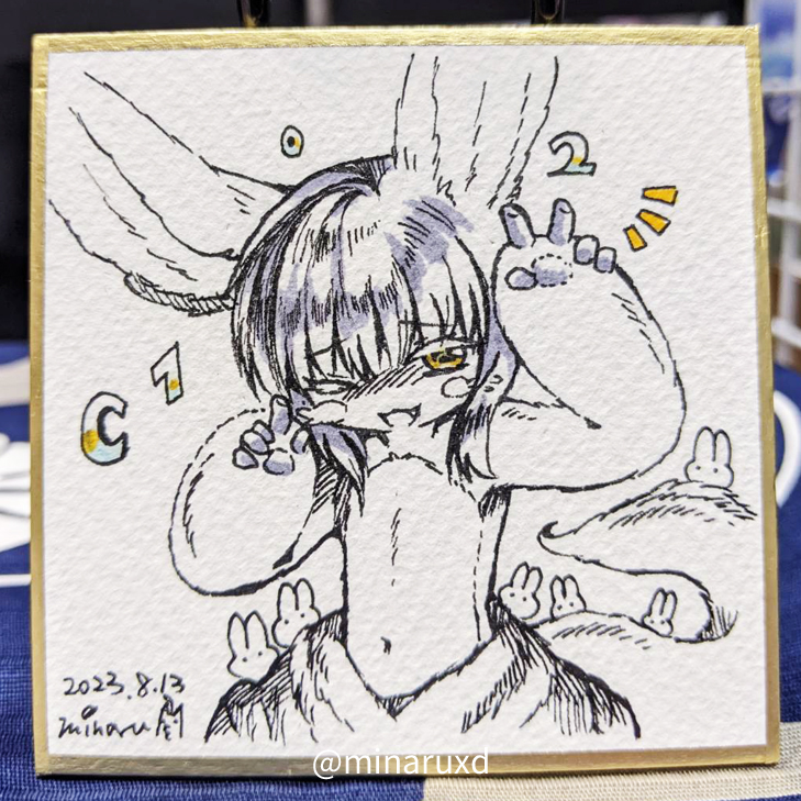 C102で頒布した手描き色紙。
迎え来た方に感謝します🐇
#ナナチ #miabyss #メイドインアビス 