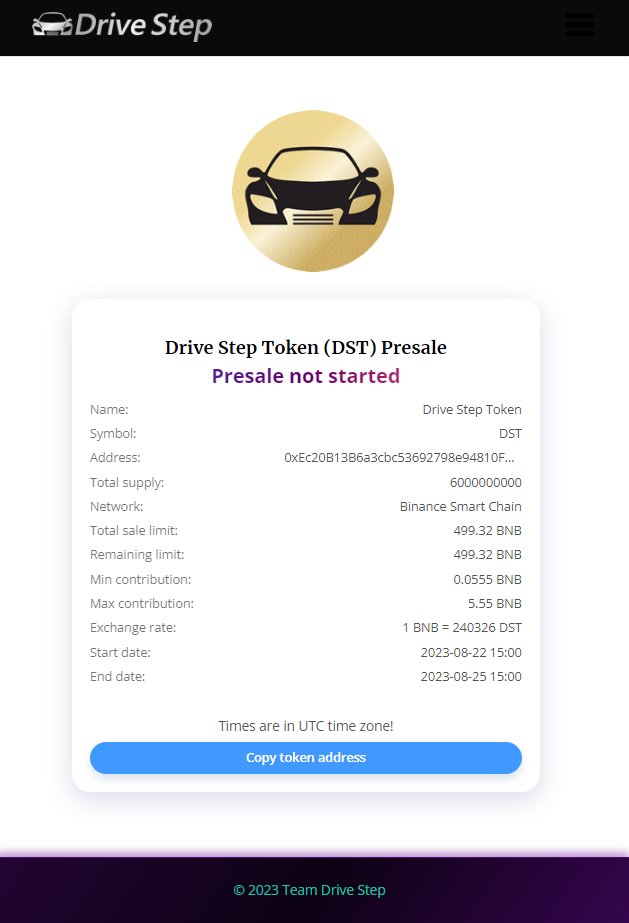 We have launched the #Presale website of Drive Step Token ($DST)🚀
presale.drvstp.com/tokenico-presa…
You can purchase at 1/10 of the initial listing price at the very first stage.
👆Sale format: FCFS (First Come, First Served)
🦊Network: Binance Smart Chain
🪙Minimum purchase price: 0.0555
