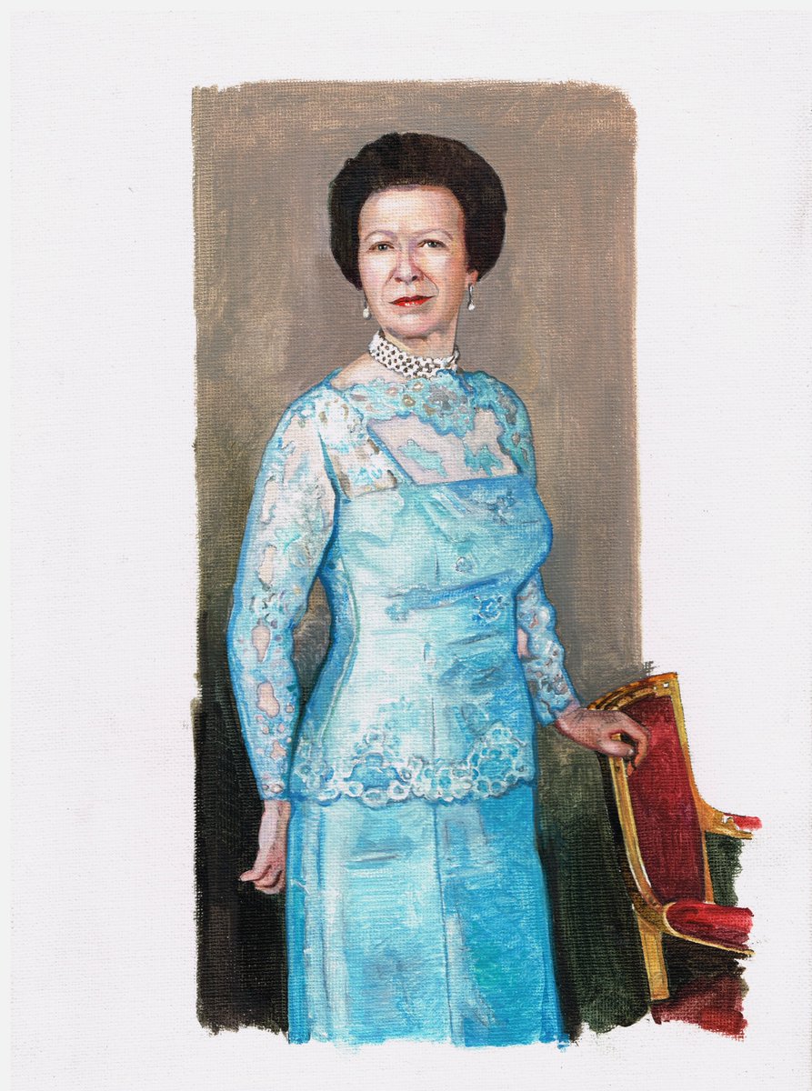 Wishing HRH The Princess Royal a very happy birthday today. This little oil sketch was a preparatory work for a full size portrait, commissioned by the Royal Army Veterinary Corps. Sittings took place at Buckingham Palace.
