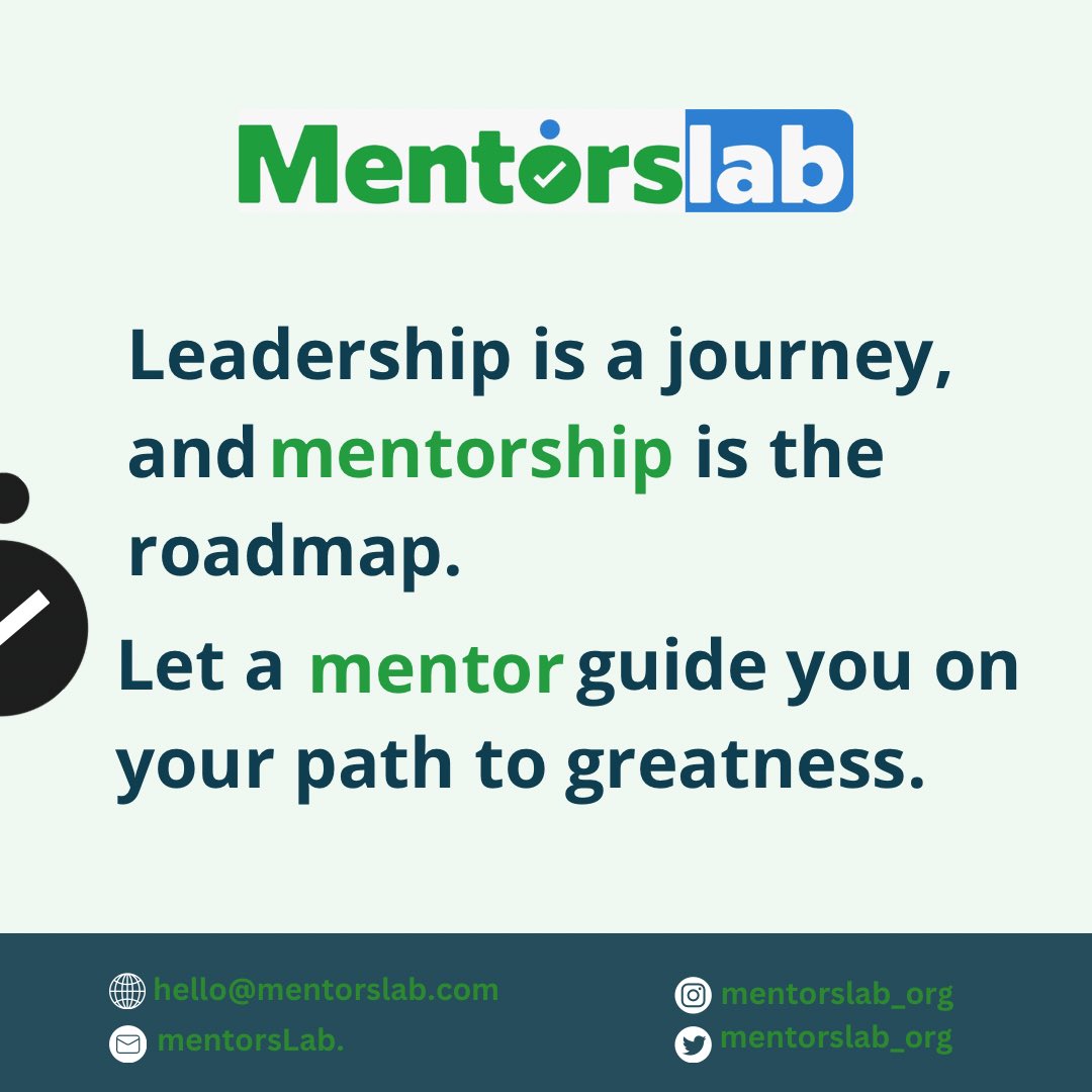 Mentorslab_org's tweet photo. Leadership is a journey, and mentorship is the roadmap. 
Let a mentor guide you on your path to greatness.

 #leadershipjourney 
 #mentorship 
#mentorslab 
#mentorslab.org https://t.co/5IfkWLiYvW