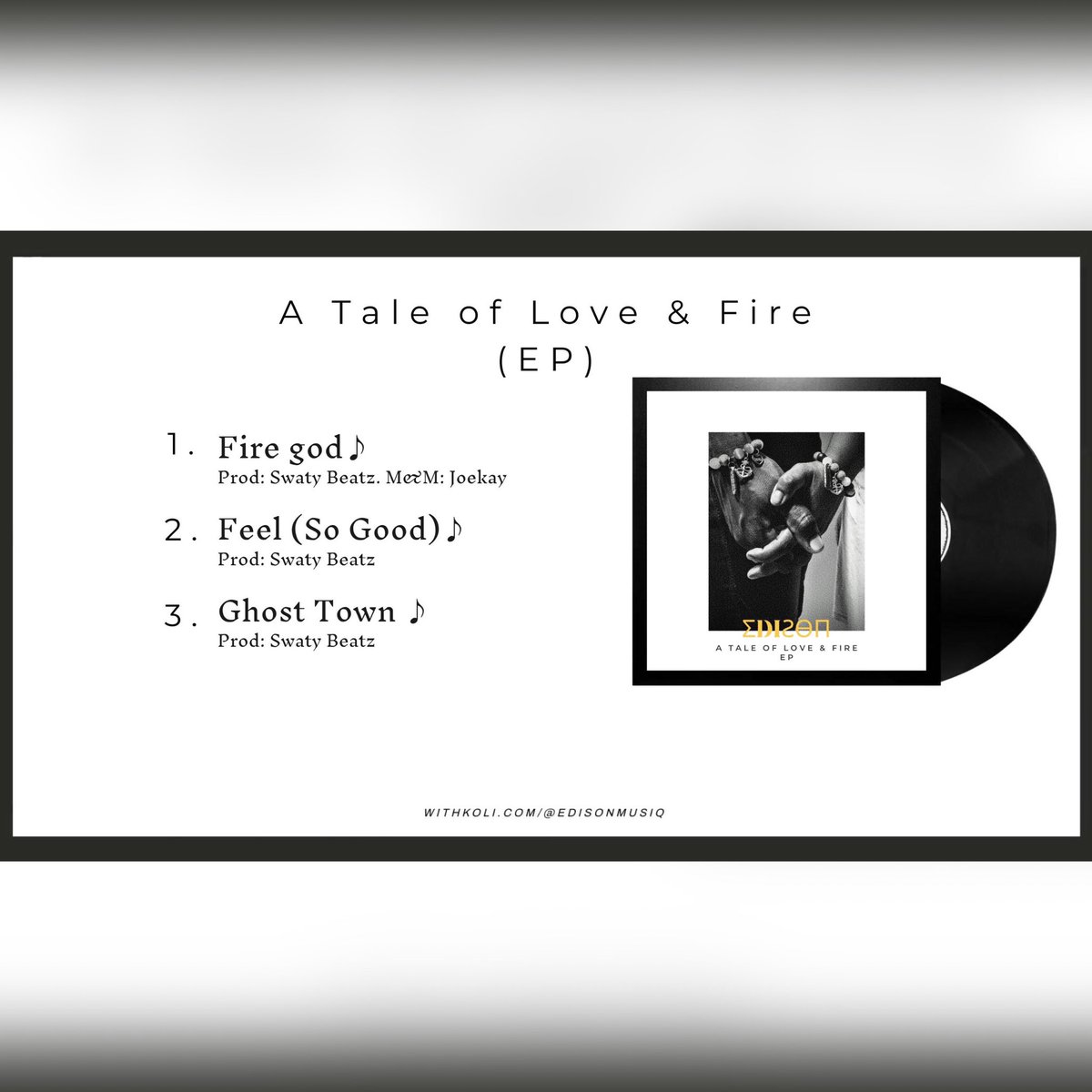 edisonmusiq's tweet photo. Two new songs dropping together with my pre released single “Fire god” in my debut EP “A Tale Of Love & Fire”. It goes worldwide on Friday❤️ #ATOLF #edisonmusiq #newmusic https://t.co/m4odYPfqqd