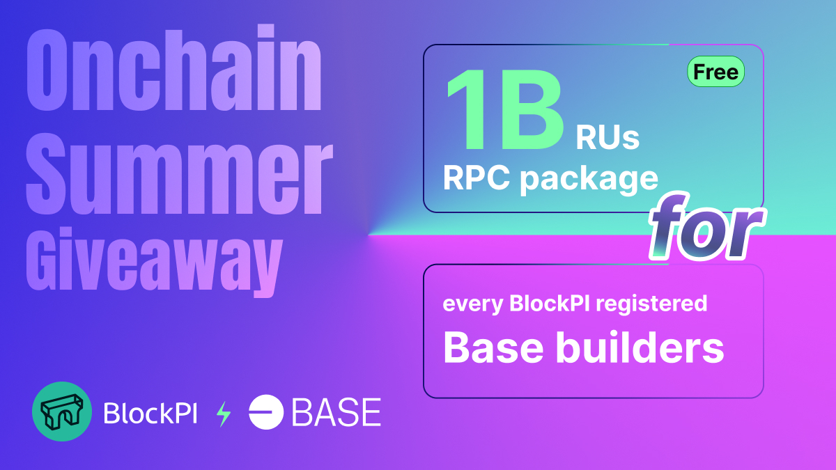 RealBlockPI's tweet image. How’s everyone’s summer going so far? It certainly has been a hot #OnchainSummer for BlockPI.
To thank everyone from the Base community for recognizing our superb RPC service and to provide more support for developers to @BuildOnBase.