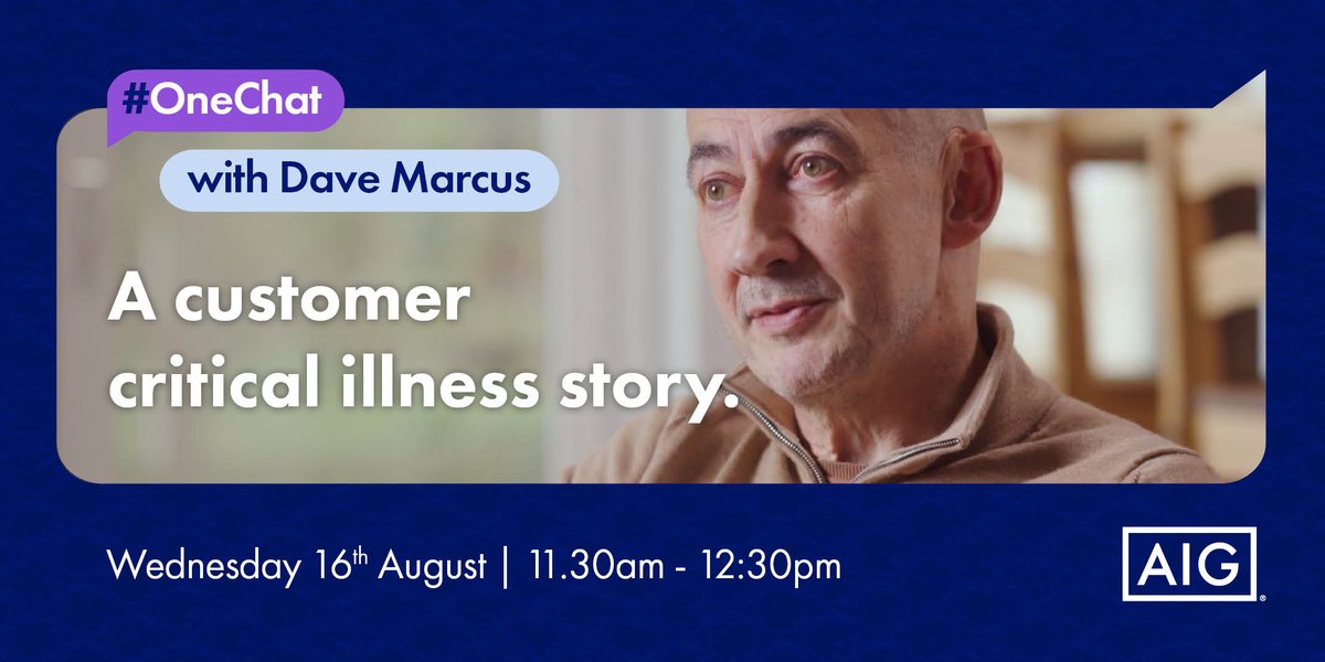 SarahBurgess100's tweet photo. "They're not value added benefits. They're life-saving benefits".
Join the next instalment of the @AIGLifeUK #OneChat podcast tomorrow at 11:30 to hear how Dave Marcus discovered the true value of CI.
Click the link below to sign up
https://t.co/FbRgSgiEga
#CPD #IWorkForAIG https://t.co/XCQcaDUvGG