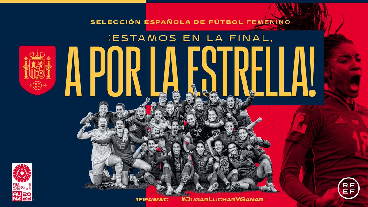 👏 ¡¡¡𝗙𝗜𝗡𝗔𝗟, 𝗙𝗜𝗡𝗔𝗟, 𝗙𝗜𝗡𝗔𝗔𝗔𝗔𝗔𝗔𝗔𝗔𝗟!!!! 🏆 VAMOS A ESTAR EN LA FINAL DE UN MUNDIAL. 🥇 VAMOS A LUCHAR POR EL ORO. 😍 ¡¡OTRA CITA CON LA HISTORIA!! 🆚 #ESP - #SWE I 2-1 #JugarLucharYGanar I #FIFAWWC
