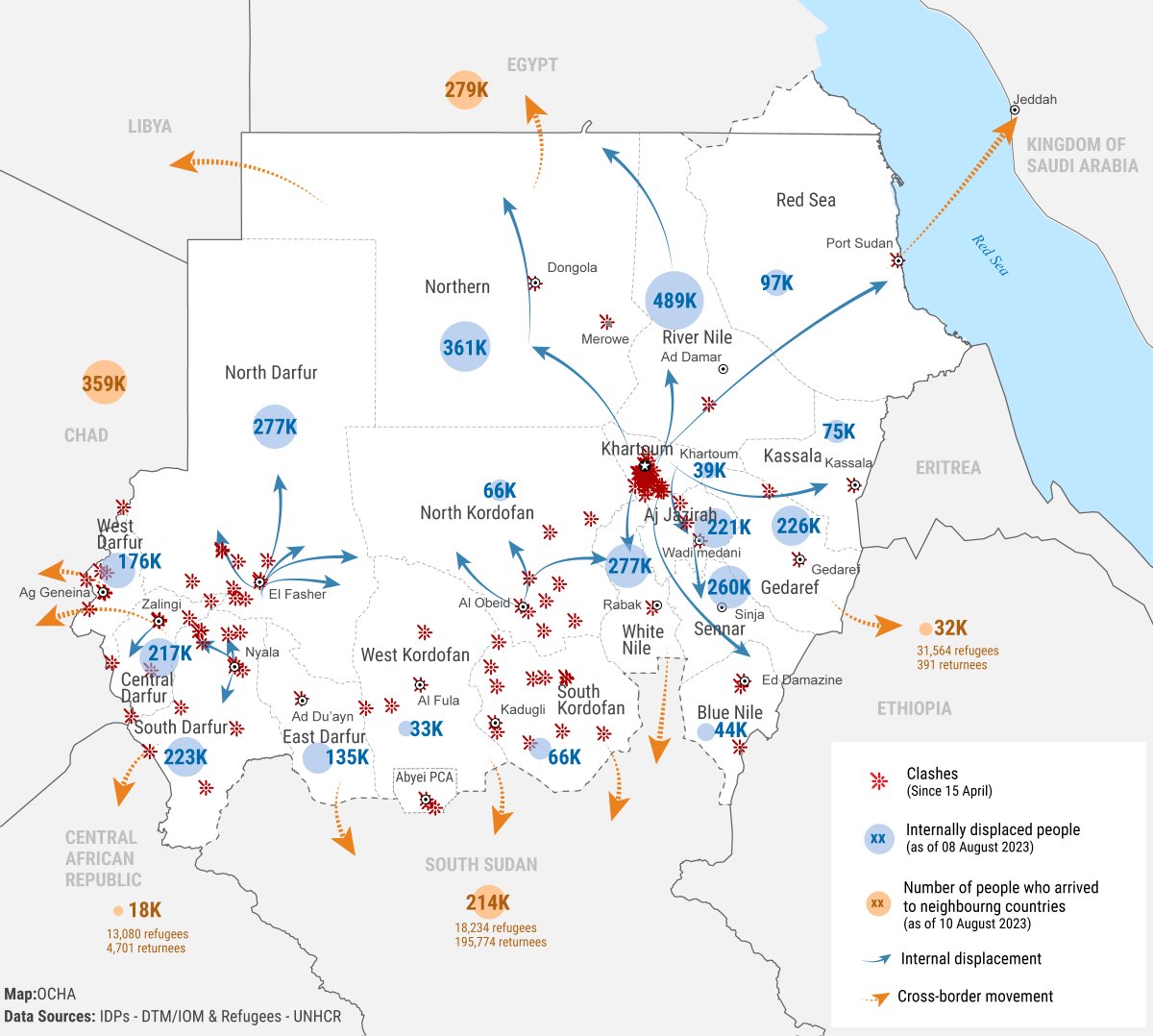 UNOCHA_Sudan's tweet photo. 🚨Latest from #Sudan:

▶️Thousands of people affected by heavy rains &amp; flooding in North Darfur, Northern &amp; White Nile states

▶️7 million children are out of school

▶️Humanitarian partners reached about 2.9 million people with life-saving assistance

https://t.co/TBdk27ysmA https://t.co/n4xxJH4T65