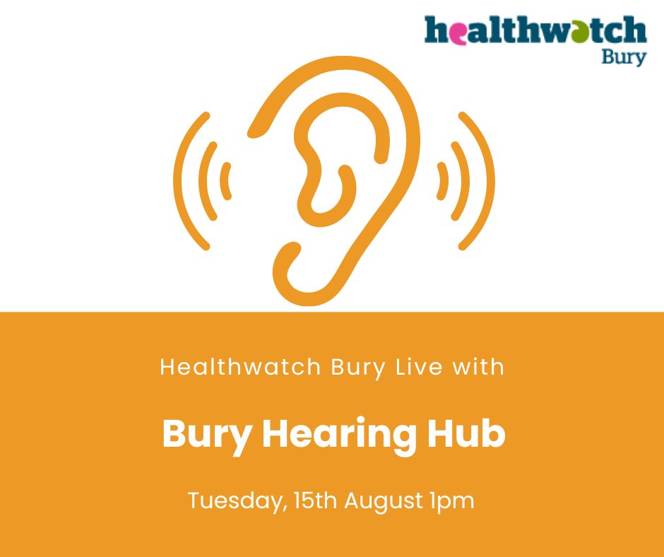 Healthwatchbury's tweet photo. Join us from 1pm this afternoon over on Facebook for our Live session with Bury Hearing Hub. ➡️@HealthwatchBury1
@BuryHearingHub #HearingLoss https://t.co/RoMHvscPJg