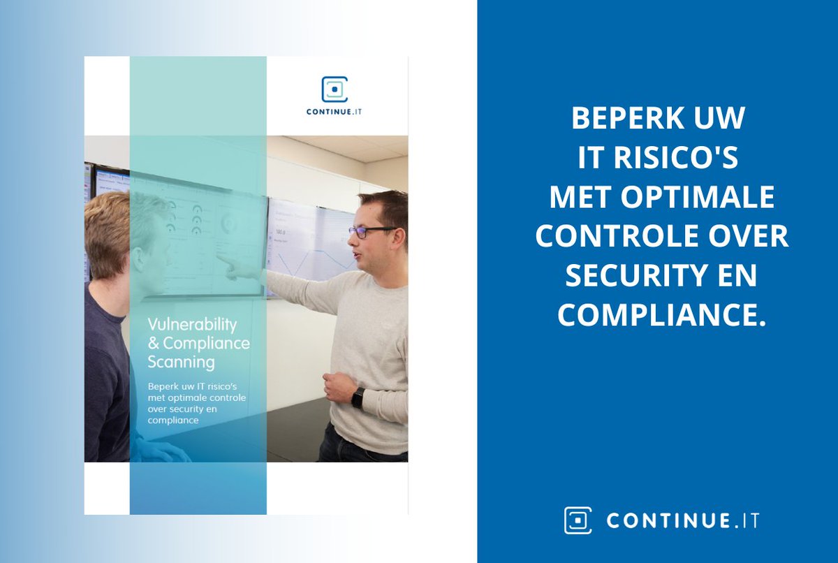 Met onze Vulnerability &amp; Compliance Scanning krijgt u het benodigde inzicht in de risico’s die uw organisatie (online) bedreigen. Het scant en monitort dagelijks uw bedrijfsnetwerken op IT kwetsbaarheden en indringers. Meer weten ? 👉 buff.ly/3OCbuIb