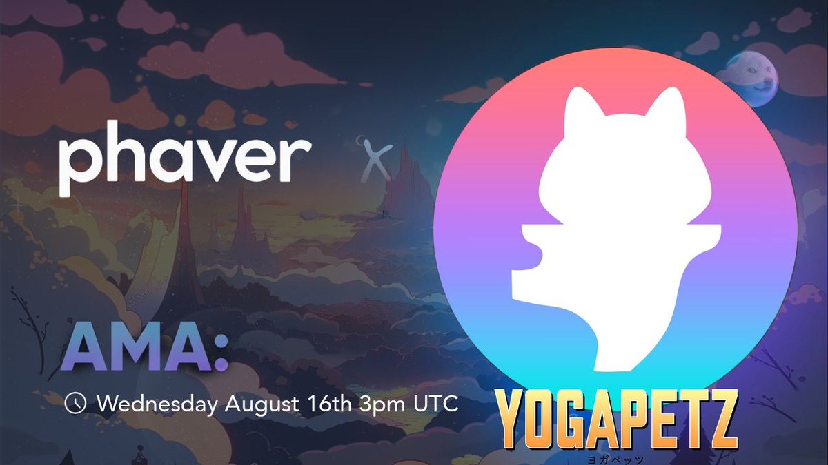Wellness meets NFTs- ready to merge mind &amp; tech?💜

Join our conversation with @Yogapetz founders <a href="/Kakarot_F23/">Kakarot ❤️ WELL3 🌈</a> &amp; <a href="/keung/">Keungz</a> tomorrow at 3PM UTC⏰

We’re exploring YogaPetz, their new Web3 wellness platform &amp; upcoming Phaver in-app event!🌱🦄

Set reminder➡️
x.com/i/spaces/1RDGl…