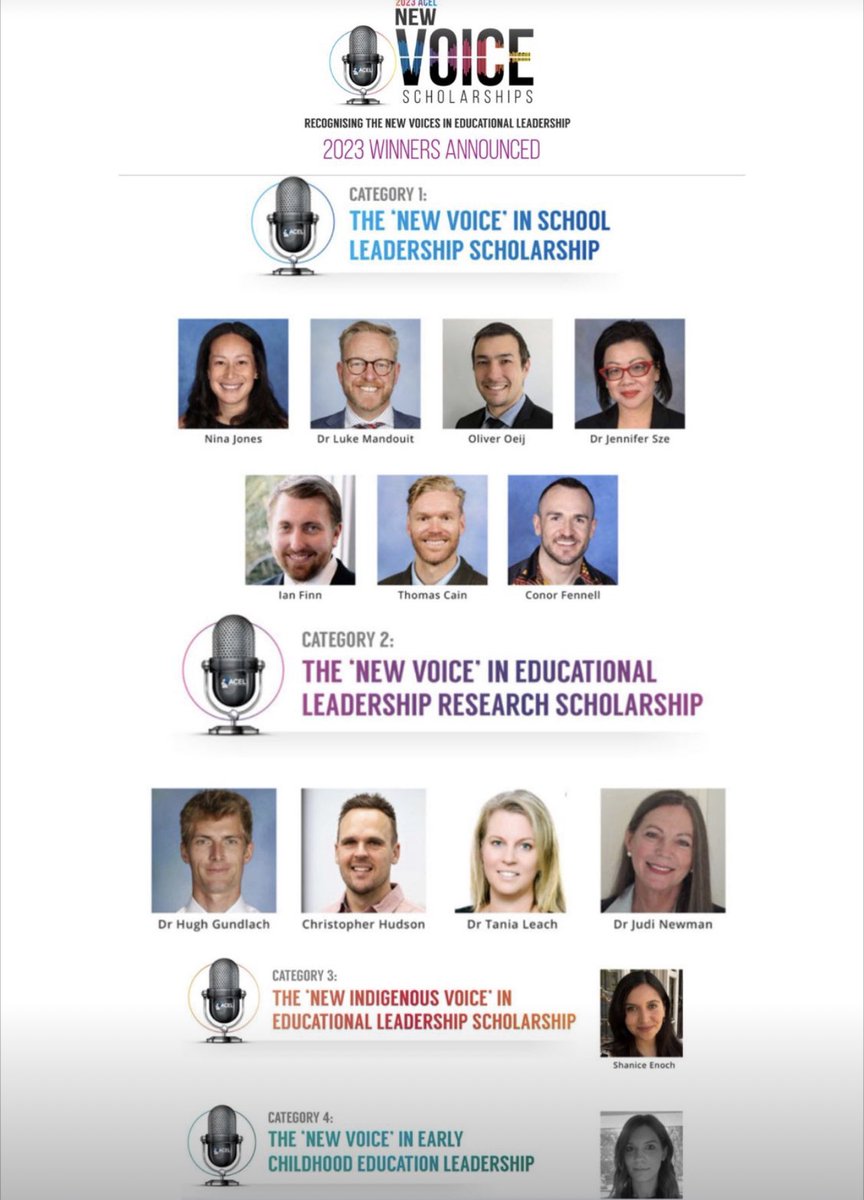 Such a privilege to be named as an Australian New Voice in Educational Leadership Research. I look forward to learning from my new voice colleagues &amp; sharing more of my research &amp; work with education systems in upcoming publications &amp; presentations. acel.org.au/ACEL/newvoicew…