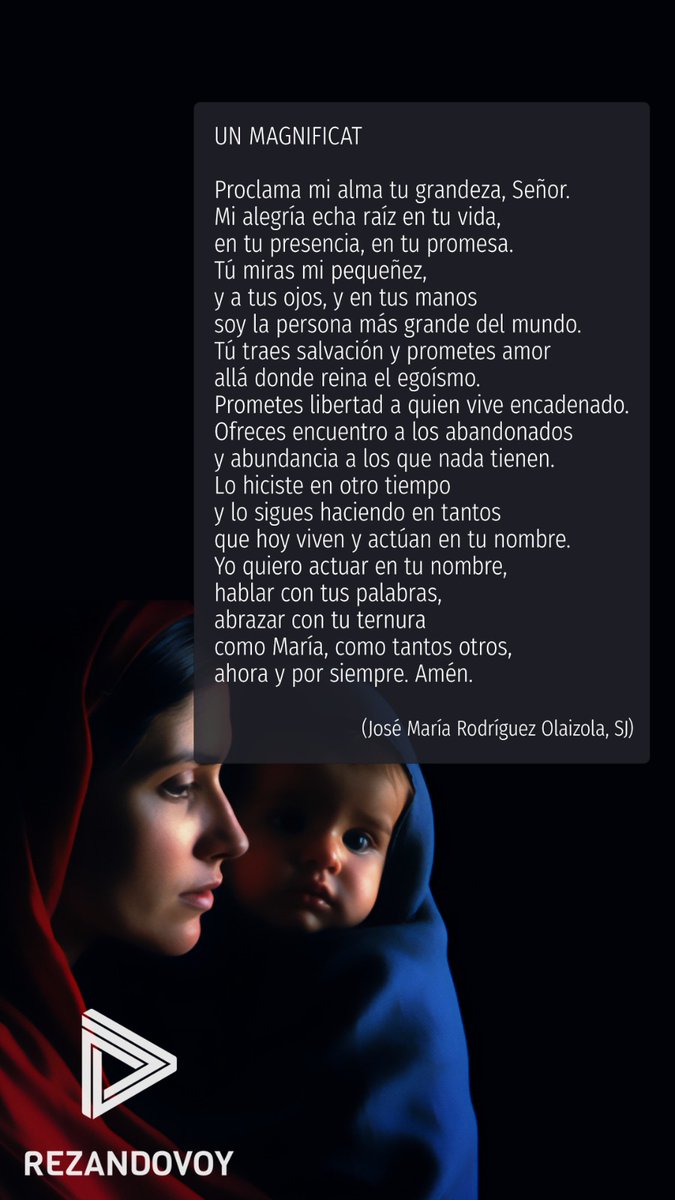 rezandovoy's tweet photo. ¿Qué 'Magnificat' cantarías tú hoy al sentir que el Señor te mira y te hace grande?

El poema de @jmolaizola  que acompaña a la oración de hoy se une a esa humilde pregunta de Isabel a María: «¿Quién soy yo para que me visite la madre de mi Señor?» https://t.co/pmFfX7ds9Z