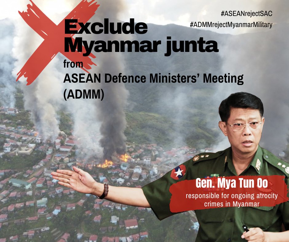 ASEAN has allowed defense capabilities of the Myanmar military to be strengthened by continuing to allow #Myanmar military to co-chair the bloc’s defence working group on counter terrorism with the Russian regime.

#ASEAN: Cancel the exercises and ban the junta from ADMM! ✊🏽