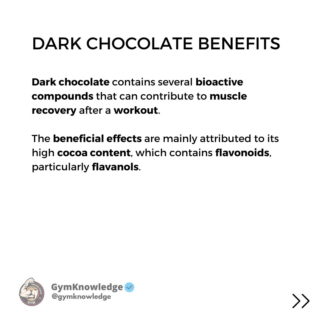 GymKnowledgeOne's tweet image. 🍫🏋️‍♂️ Enhance Your Muscle Recovery with Dark Chocolate! 🍫

Did you know that a little indulgence in dark chocolate can actually benefit your post-workout recovery? 

#MuscleRecovery #DarkChocolateBenefits #FitnessScience #PostWorkoutFuel #HealthyIndulgence #ScienceBehindExercise