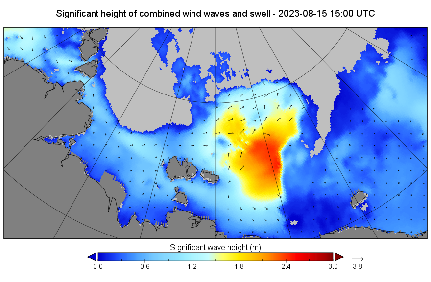 GreatWhiteCon's tweet photo. The #Arctic storm currently spinning over the East Siberian Sea is creating significant #waves, which are directed at the #SeaIce edge to the north:
https://t.co/83pGS3aXDi https://t.co/XNyfo6wdDv