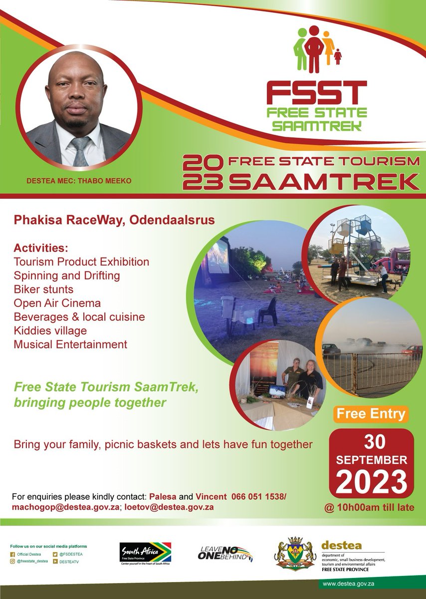 FSDESTEA's tweet photo. Check out this week's #TourismTuesdys Post
Free State Tourism SaamTrek 2023
#DESTEA #SaamTrek2023 #FSTourism #WeDoTourism https://t.co/FLmftthuGp