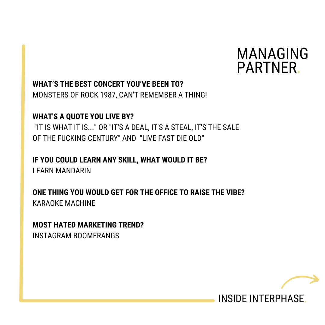 interphaseUK's tweet image. INSIDE INTERPHASE with Andy Taplin 👑

Ever wondered what makes me tick?

From (un-)forgettable concerts and quotable mantras to dream clients and book recommendations, it's a journey into the Andy Taplin universe.

#Interphase #InterphaseSocial #InterphaseDesign