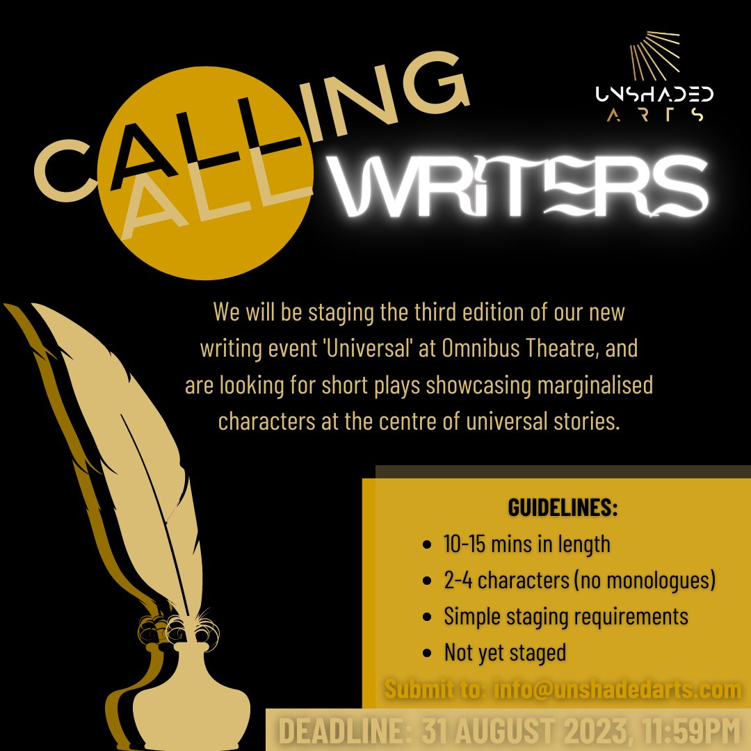 Looking for short plays for our third edition of 'Universal'. Deadline extended. See full details here: bbc.co.uk/writersroom/op…