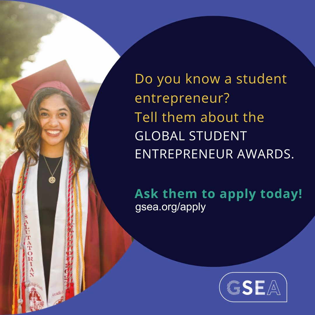 Are you a student entrepreneur ready to go global with your business? Apply now at gsea.org/apply. Deadline for Application: 30th September 2023 #EOLahore #EOIslamabad #EOKarachi #EntrepreneursOrganization #GSEA #GlobalStudentEntrepreneurAward