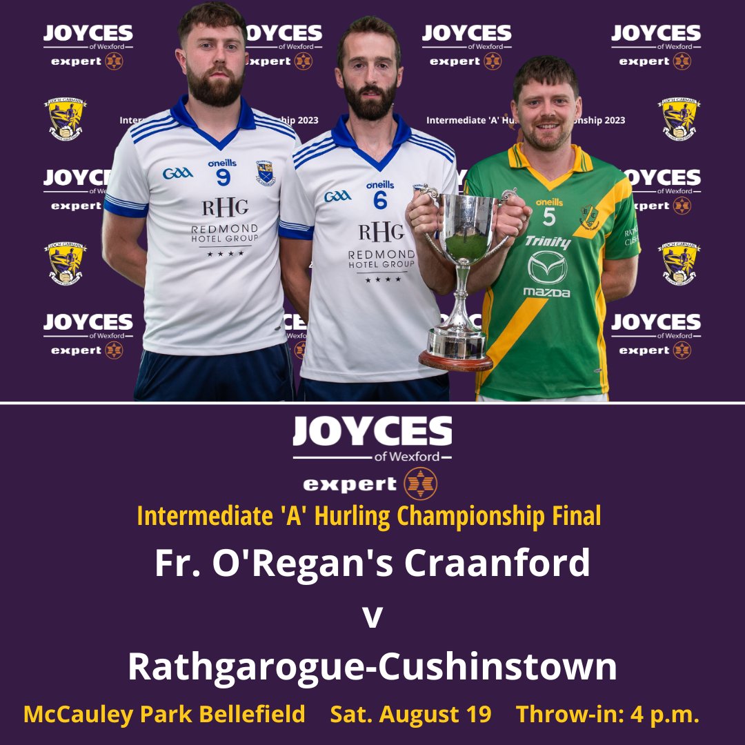 OfficialWexGAA's tweet photo. Tickets now on sale for Saturday's double-header of the @JoycesofWexford IAHC and Kavanagh Meats JBHC Finals in McCauley Park Bellefield.

See https://t.co/k6058nbpQY  OAP tickets also available in selected SuperValu &amp; Centra stores. U16s go free. https://t.co/lCzf7dGLqC