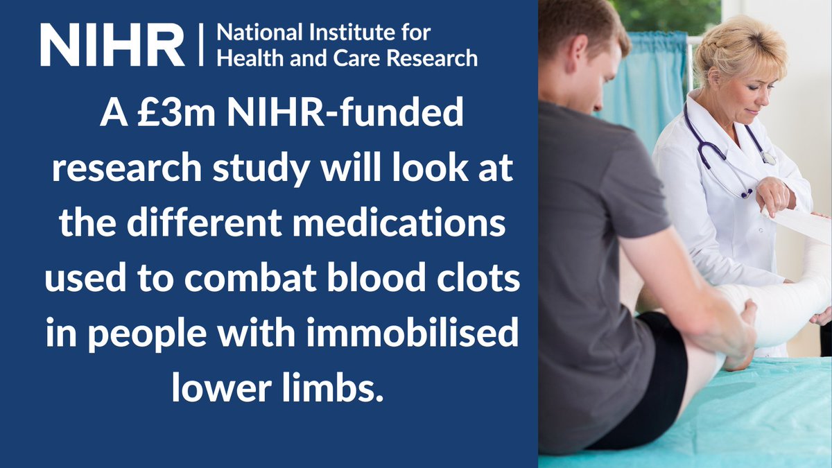 Researchers at @BartsBoneJoint and @QMUL have been awarded £3m from @NIHRresearch for a new trial to compare the different medications used to treat blood clots. More: bit.ly/44bu1B9