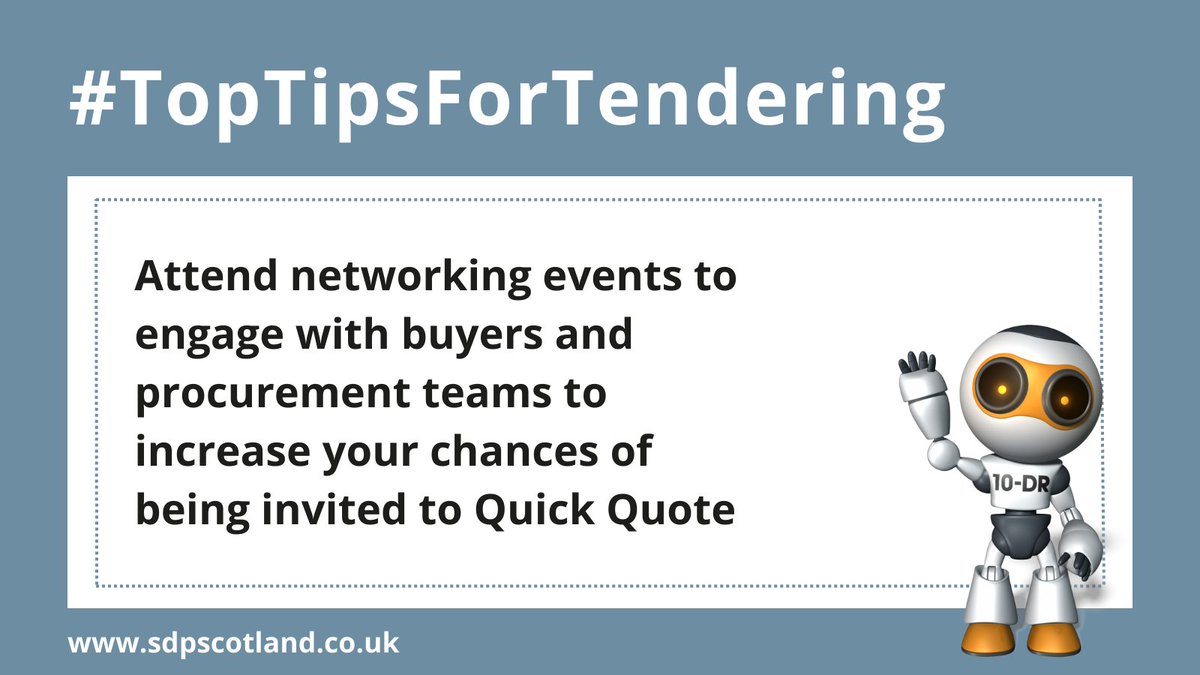 sdpscotland's tweet photo. #TopTipsForTendering: Engage with buyers & procurement teams at networking events to increase your chances of being invited to Quick Quote. SDP invites suppliers to network with buyers at #MeetTheBuyerNorth2023 in Aberdeen on 12 September. Book free: https://t.co/c21Qb8sPRM https://t.co/aMOIp5hFdJ