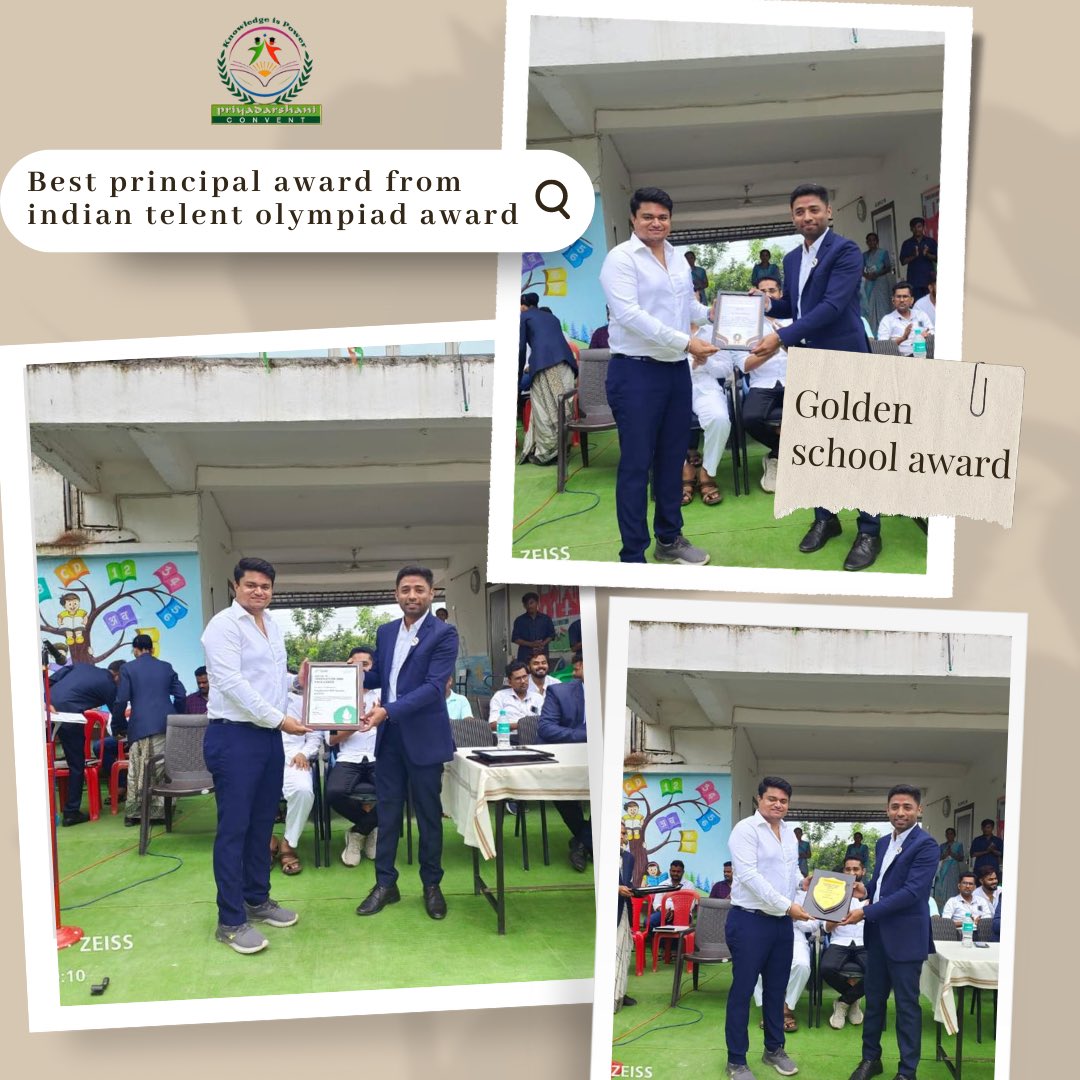 best principal award from Indian talent Olympiad award And School got Golden school award 🥰🥰🥰

#priyadarshaniconvent #award #goldenschool #bestschool #olympiad #olympiads