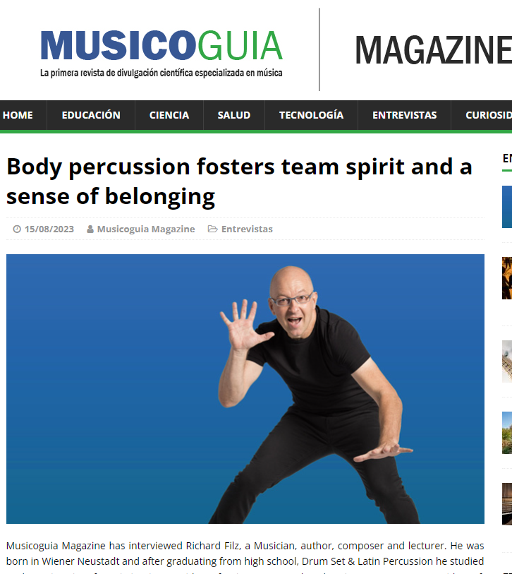 MusicoGuia's tweet photo. 🇪🇸"La percusión corporal fomenta el espíritu de equipo y el sentido de pertenencia" Hoy 15-8-23 entrevistamos a Richard Filz.🇬🇧"Body percussion fosters team spirit and a sense of belonging" 👉https://t.co/FiYtcS1TiU @MachadoMusical @doctorincognita @grant_choir @percucolours https://t.co/dH8qJxGym7