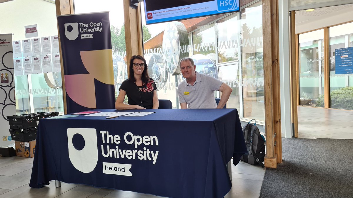 Today <a href="/OUBelfast/">The OU in Northern Ireland</a> HSC Team are in the Bluestone Unit, Craigavon Area Hospital, <a href="/SouthernHSCT/">Southern Trust</a>. We are here until 2pm. Come chat with us about Nursing, Social Work and HSC pathways with the OU! <a href="/dmg243/">Donna Gallagher</a> <a href="/StephFosterB/">Stephanie Foster Black</a> <a href="/JohnMDArcy/">John Oh Yeah</a> @OU_WELS