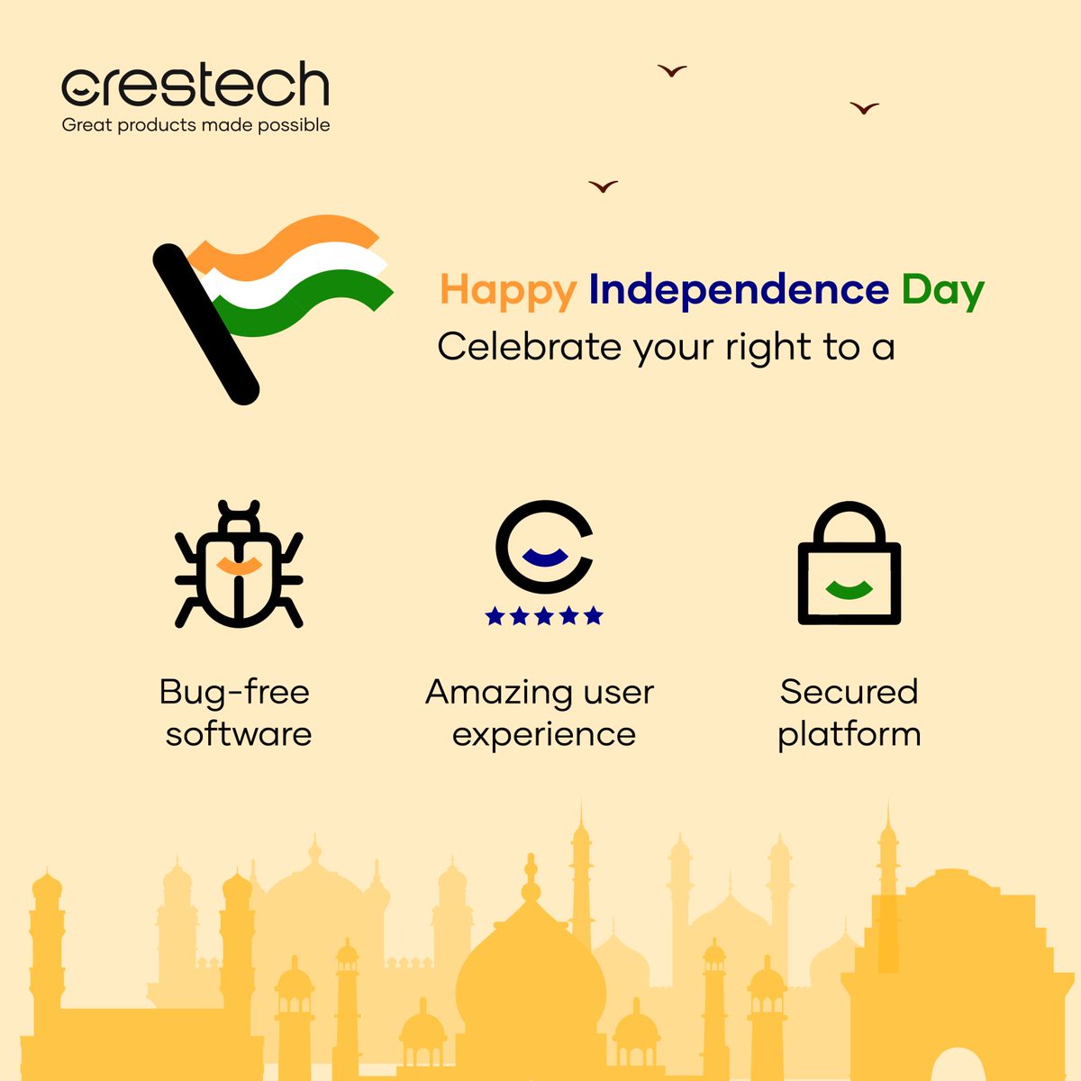 "Happy Independence Day! Just as our testing ensures software's autonomy from bugs, may our nation's spirit be free from limitations. Celebrating freedom and flawless functionality!"

#HappyIndependenceDay #VandeMataram 
#IndependenceDay2023 
#IndependenceDayIndia