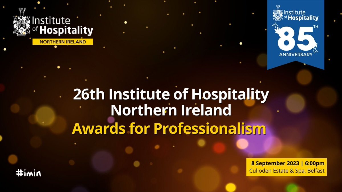 IoH Northern Ireland are holding their annual Awards for Professionalism at 6pm on Friday 8 September. 
The Awards Dinner &amp; Ceremony takes place in Culloden Estate &amp; Spa, where the winners will be announced.
instituteofhospitality.org/event/ioh-ni-a…
#IoHNorthernIreland #imin #Awards <a href="/IoH_NI/">IoH Northern Ireland</a>