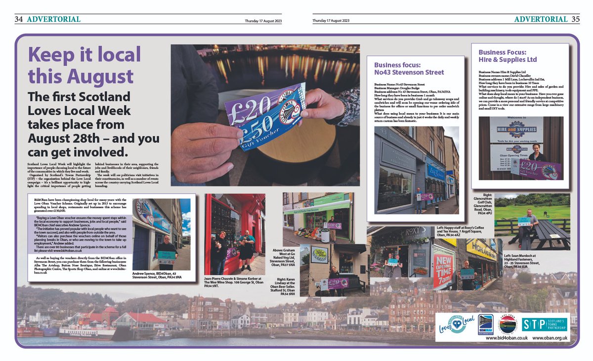 Scot_IDs's tweet image. Brilliant to see this #ScotlandLovesLocalWeek spread in the @obantimes &amp;amp; @lochabertimes featuring @BID4OBAN businesses 🙌

Find out more about how your BID can get involved with the week here 🔽

improvementdistricts.scot/scotland-loves…
