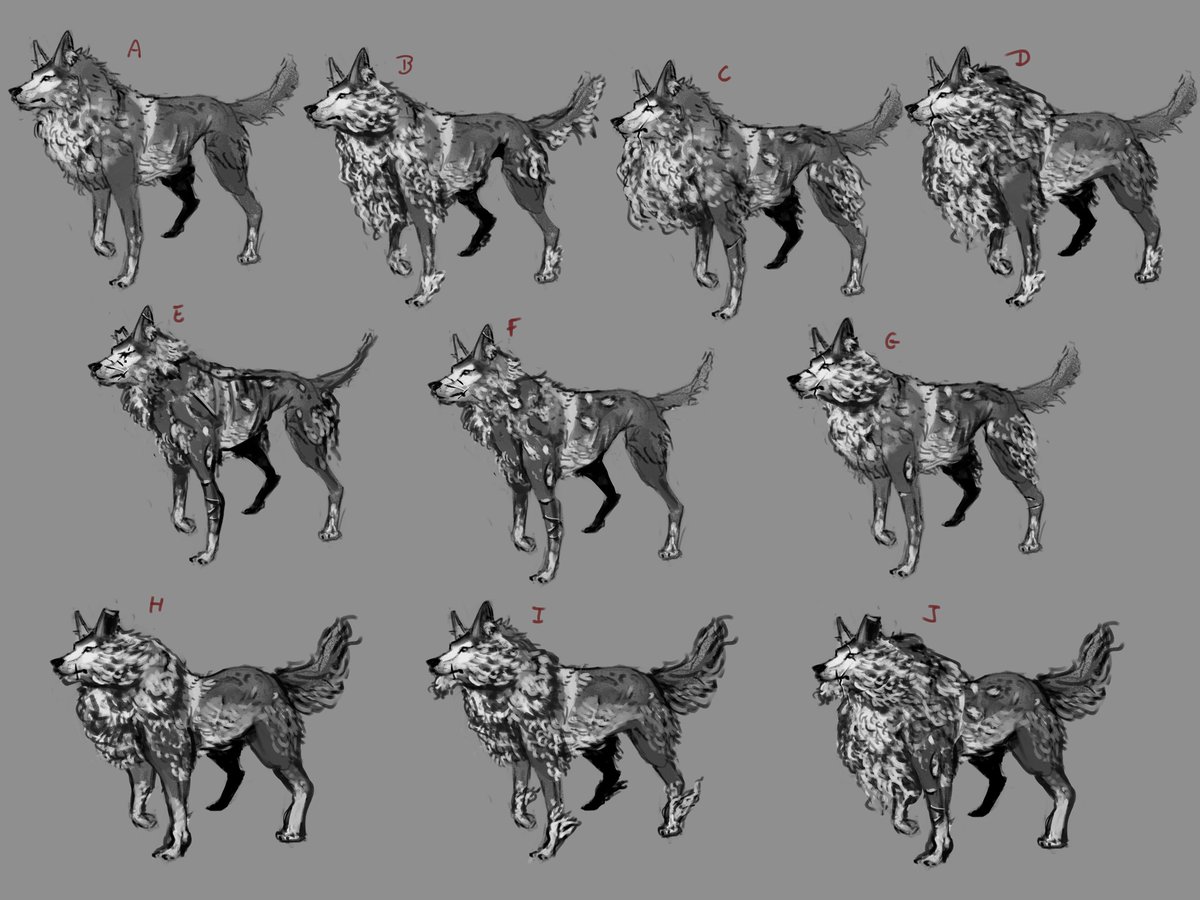 AlterEVO_OFFIC's tweet photo. Heyo, we’ve been working really hard and made a lot of stuff we want to show you!

Here’s some concept art of our beloved Wolf. 

Which one would you choose? 🤔🐺

#conceptart #wolf #indiegame #indiedev #indiegamedev https://t.co/ySvDA6CaDt