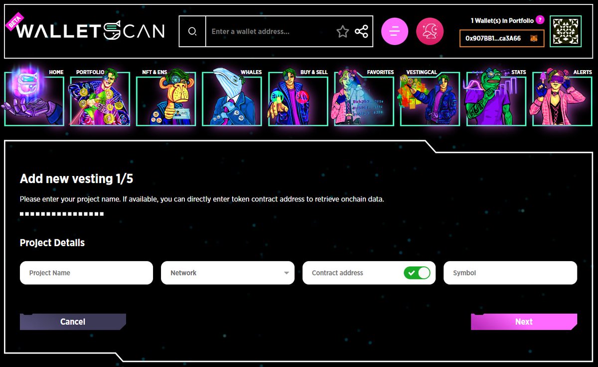Did you know you can enter the details of your tokens to create your own Vesting Calendar?

#Walletscanco will make it possible for you to not miss any token release 🐋