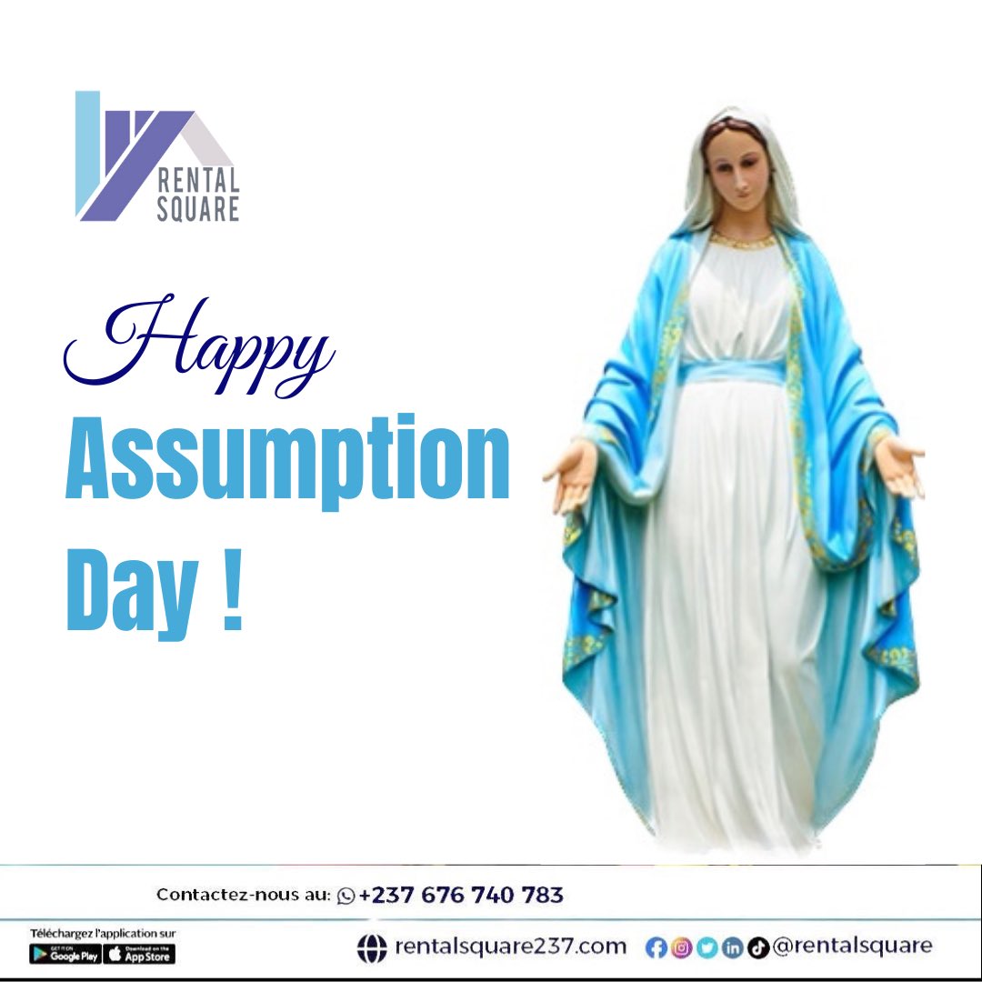 🔹🔹🔹 RENTAL SQUARE vous souhaite une excellente fête de l’assomption !

Pour tous vos besoins de :

⚫️ Location automobile 🚘
⚫️ Location villa appartement meublé et non meublé 🏠

#bonnefetedelassomption #happyassumptionday #15aout #viergemarie #2023 #cameroon #cameroun