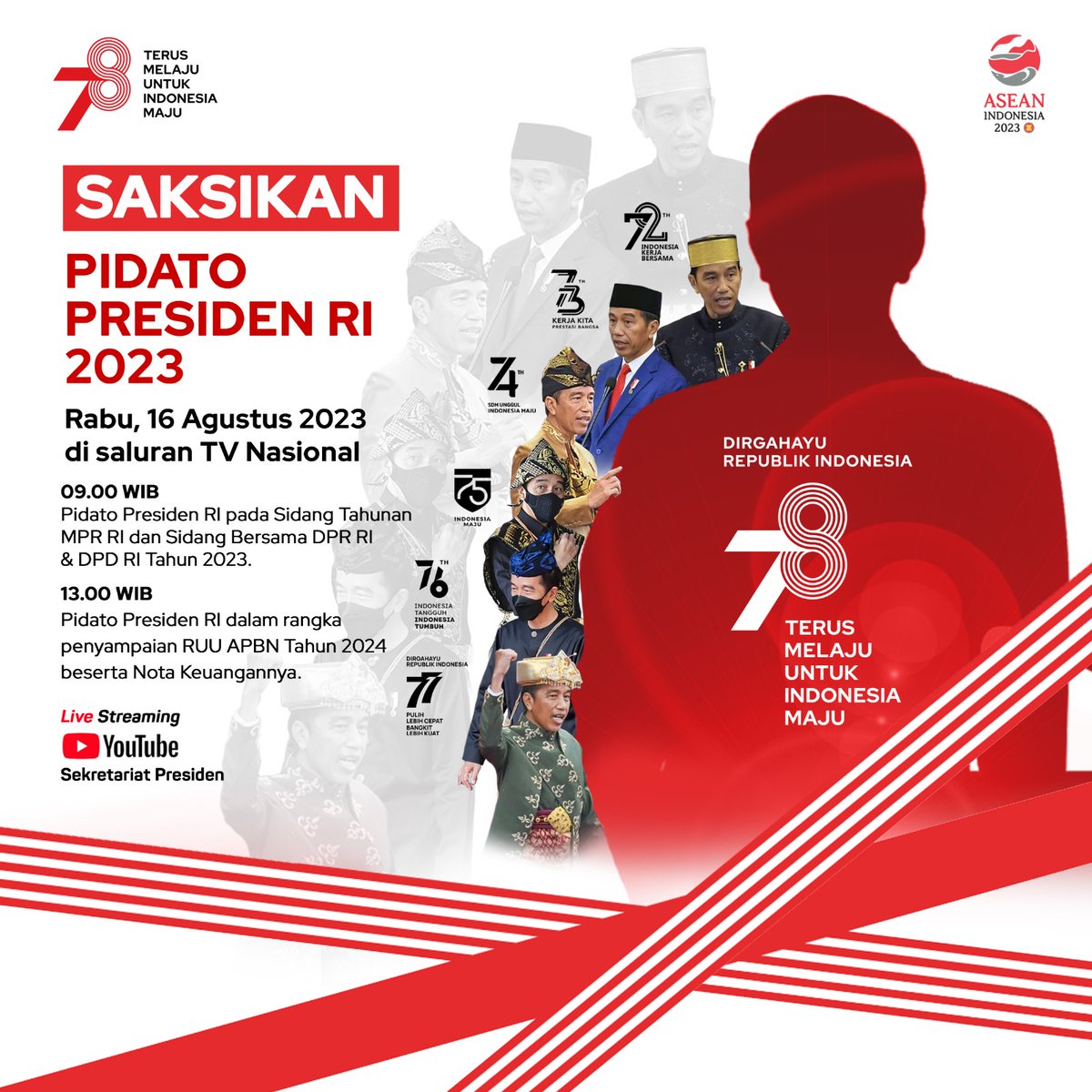 kempanrb's tweet photo. #RekanASN, esok Presiden @jokowi akan menyampaikan Pidato Kenegaraan 2023.

Pidato ini akan disiarkan LIVE di TV nasional dan YouTube Sekretariat Presiden pukul 09.00 dan 13.00 WIB.

Tebak yuk, besok Bapak Presiden akan pakai baju adat daerah mana ya? 🤔
__
#KemenPANRB
#HUT78RI https://t.co/fkazyhziOC