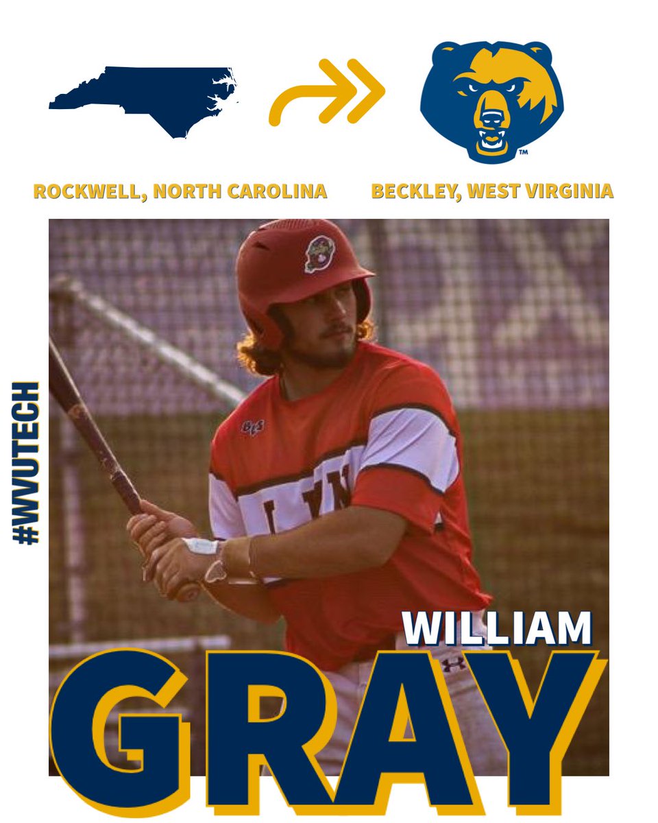 We are excited to announce the addition of William Gray to the 2024 @WVUTechBase roster. Gray, who transferred from Surry Community College, plans to study accounting as a Golden Bear.