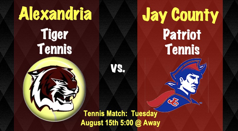 Alexandria Tiger Tennis travel to Jay County today as they take on the Patriots.   Start time is 5:00 pm.