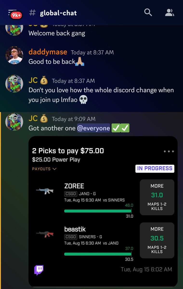 JCMONEYTEAM's tweet image. Cashing out #DiscordServer again with the #FreeSlips. Daily free slips join now. Follow or join the discord. 👇
discord.gg/fqnUgwuK
Next few people get to join the #JCMONEYTEAM free!