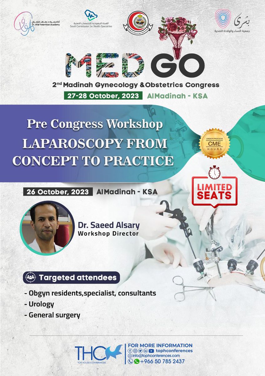 MedGoSA's tweet image. After being highly requested 😌

"Laparoscopy from Concept to practice" 🔭

For the second time in MEDGO ✌️

Directed by: 
dr. saeed alsary 

Rigester Now 👇🏻
tophconferences.com/med/