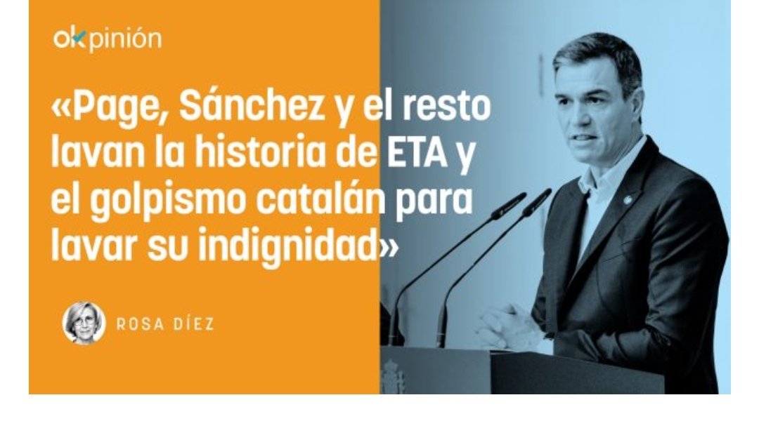 PUIGDEMONT, OTEGI: SIN EL PSOE NO SOIS NADA 🛑
Reproducimos un magistral art de Rosa Díez para ok diario.
"Resignarse es cobardía, es el sentimiento d justificar el abandono de aquello poro q vale luchar, es una indignidad"(Ernesto Sábato).
España se ha convertido en una ANOMALÍA