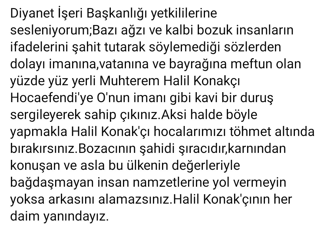 Halil Konakçı Hocamızın yanındayız. Lütfen Halil Hocamıza sahip çıkın. <a href="/DIBAliErbas/">Prof. Dr. Ali Erbaş</a> <a href="/adalet_bakanlik/">T.C. Adalet Bakanlığı</a> <a href="/tcbestepe/">T.C. Cumhurbaşkanlığı</a>