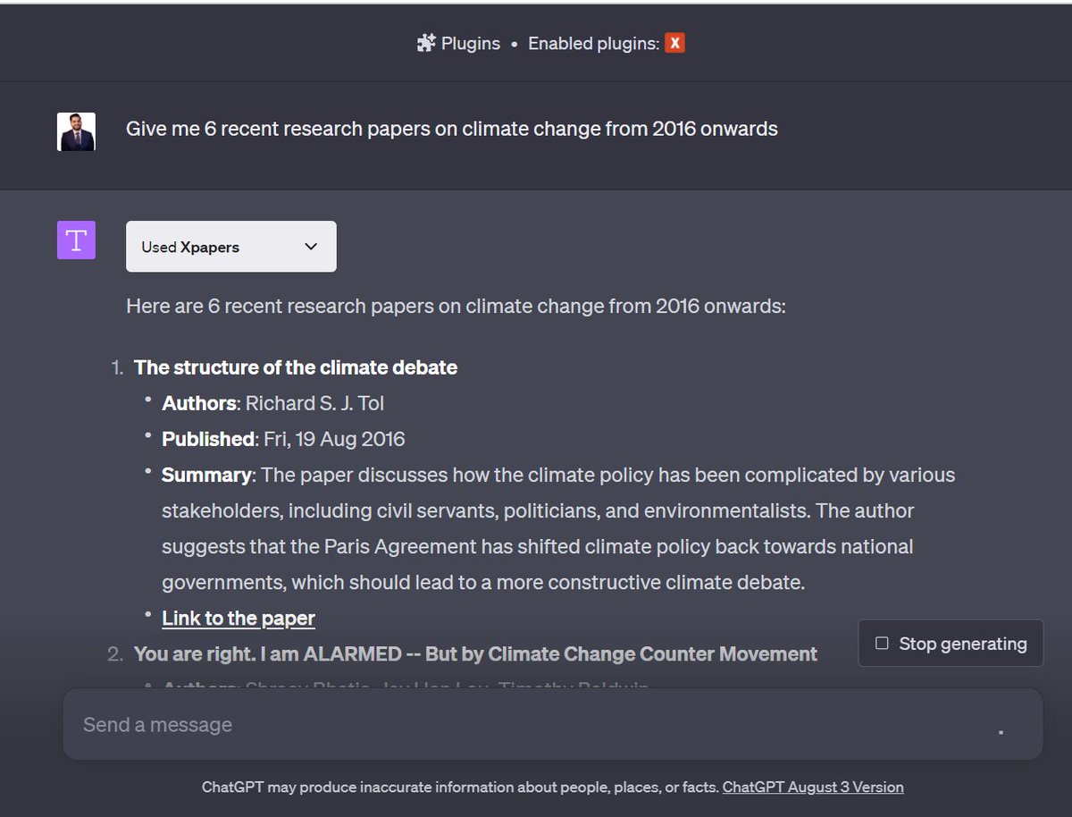 Get instant access to relevant academic papers from the arXiv database. No more endless searching!

Dive deep into academic #research with the #Xpapers ChatGPT plugin. 📚

#PhDtips #phdlife  #ResearchTools #phdchat #Chatgpt 

👇🧵 How to install the plugin: