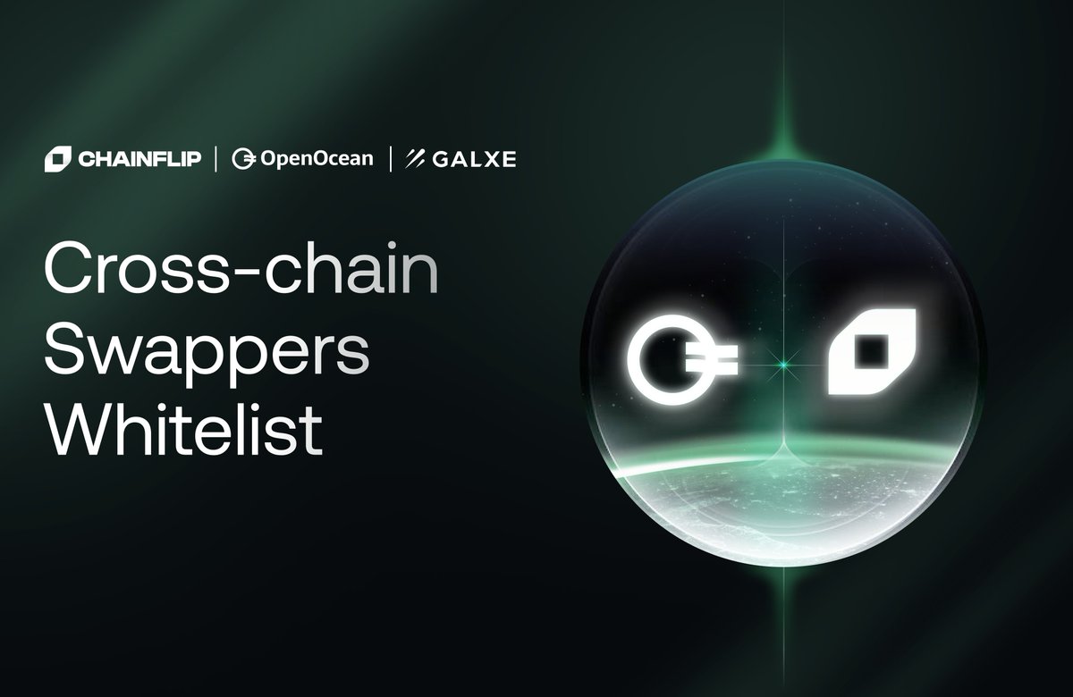 JUST IN: We are proud to announce a partnership with <a href="/OpenOceanGlobal/">OpenOcean - An EVM + Solana DeFi Aggregator</a>!

To commemorate the partnership, we have launched a cross chain swapping campaign on <a href="/Galxe/">Galxe</a>. This is a chance to gain Priority Queue access to Chainflip’s upcoming token sale.⬇️
galxe.com/ChainflipLabs/…