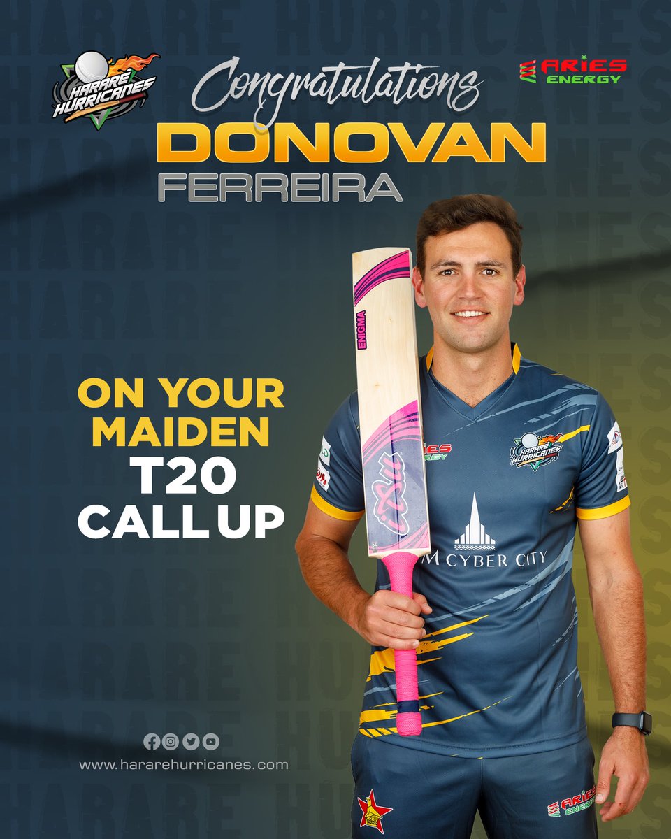HarareHurricane's tweet photo. Congratulations @DonovanFereira on your maiden T20 call up https://t.co/T0AQUHEJ4u
