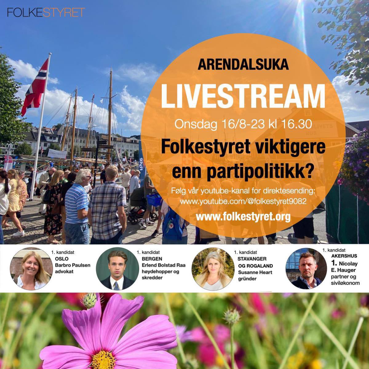 Følg oss på livesending fra Arendalsuka onsdag kl 16:30: 
youtube.com/@folkestyret90…

Arrangementet: program.arendalsuka.no/event/view/223…