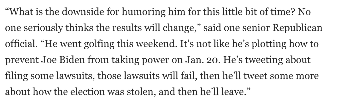 This GOP official's quote of Trump's actions shortly after the November election continues to be an all timer