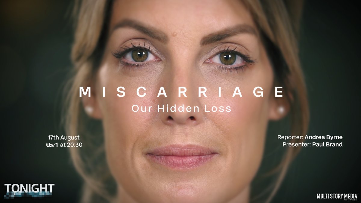 This Thursday Night on ITV1... News presenter @AndreaByrneTV opens up about her own experience of pregnancy loss as she examines the stigma around miscarriage and the support for those who go through it. Miscarriage: Our Hidden Loss, is on ITV1 this Thursday at 20:30