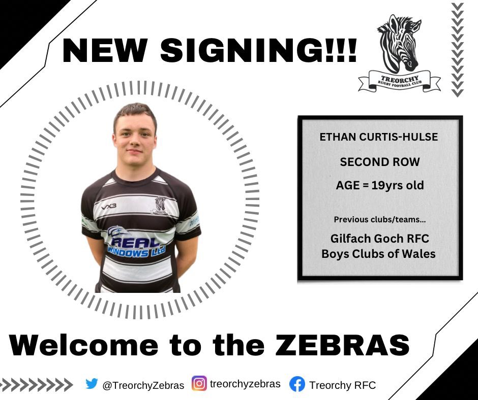 TreorchyZebras's tweet photo. We are pleased to announce the signing of an athletic young second rower in Ethan Curtis-Hulse.
Welcome to the club Ethan and good luck ๐๐๐ฆ๐ฆ https://t.co/dJD0YnC2qG